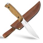 BPS Knives HK1 CSH - Utility Knife - Fixed-Blade Outdoor Knife - Camping Bushcraft Knife With Leather Sheath - Carbon Steel Full-Tang Fixed Blade Knife