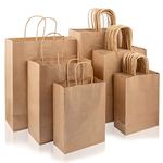 45pcs Brown Paper Bags with Handles Assorted Sizes Gift Bags Bulk, Perfect Kraft Paper Bags for Business, Shopping Bags, Retail Bags, Party Bags, Merchandise Bags, Favor Bags