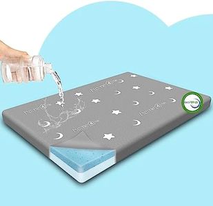 Home4me Pack and Play Mattress, Dual Sided Mini Crib Mattress, Waterproof Memory Foam Playpen Mattresses, Toddler Mattress Pad with Removable Washable Cover for Cribs and Toddlers, Grey