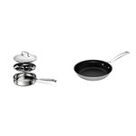 LE CREUSET 3-Ply Stainless Steel 20cm Egg Poaching Pan with Insert & Glass Lid, 96204220001000 3-Ply Stainless Steel Non-Stick Omelette Pan, 20 x 4 cm, 96201320001000