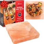 Cameron's Himalayan Pink Salt Block for Grilling (8"x8"x1.5") Barbecue Grill Slab Maintains Even Temperature Hot or Cold - Naturally Adds Salty Flavor to Cooking - Perfect for BBQs -Great Holiday