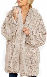 Dokotoo Soft Fleece Hooded Coat for Women Brown XX-Large