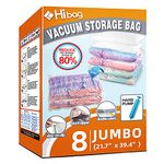 8 Jumbo Space Saver Bags, Vacuum Storage Bags for Clothes, Clothing, Comforter and Blanket Hand-Pump (8-Jumbo)