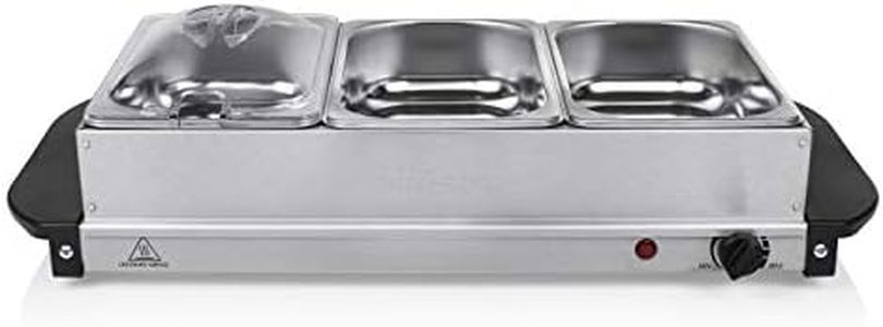 Tristar Chauffe-Plat BP-6283, Capacité 3 x 1,4L, Fonction Maintien au Chaud, Gris métal