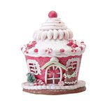 VERSAINSECT Christmas Gingerbread House Ornaments, Christmas Candy Gingerbread House Decor with LED Light, Candy House Hanging Ornaments Desktop Adornment for Indoor Room Desktop Decor(Pink)