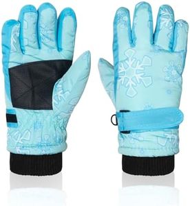 Nattork Winter Breathable Gloves for Big Kids Youth Warm Lining Boys Girls Cute Snow Ski Snowboarding Ice Skating Windproof Gloves Blue