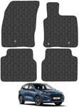 Rubber Car Mats Compatible with Ford Kuga (2020-) Tailored Fit Rubber Floor Mats Set Accessory Black Custom Fit 4 Pieces with Clips - Anti-Slip Backing, Heavy Duty & Waterproof