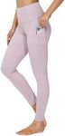 Dragon Fit High Waist Yoga Leggings with 3 Pockets Tummy Control Workout Running Yoga Pants for Women Light Purple