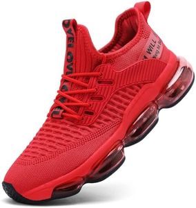 Kapsen Mens Running Shoes Air Cushion Tennis Walking Sneakers Casual Sport Gym Jogging, 4-red, 13