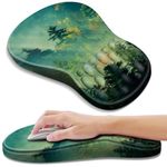 YIWEI Ergonomic Mouse Pad with Wrist Rest Support, Mousepad with Comfortable Memory Foam Wrist Rest and Non-Slip PU Base for Pain Relief, Computer, Laptop, Office, Home (Forest)