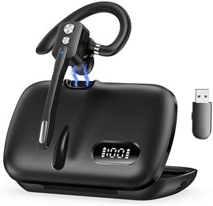 ICOMTOFIT Bluetooth Headset, Wireless Bluetooth Earpiece with Dual-Mic & Noise Canceling, V5.3 Hands-Free Single Ear Headset with Charging Case for Trucker, Office, Designed for Ergonomics