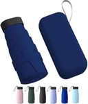 TEKCOOL Travel Mini Folding Compact Umbrella with Case, Manual Open 6 Ribs Lightweight Portable, Small Sun & Rain Pocket Umbrella for Girls and Women- Use in Rain & Summer(Navy blue)