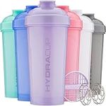 Hydra Cup | 6 Pack | Shaker Bottles for Protein Powder Shakes & Mixes, 28-Ounces (900ml), Six Colors, Wire Whisk & Mixing Grid, BPA Free Shaker Cup Blender Set