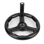 Hand Wheel 3 Spoke Black Powder Coated 200*18mm Lathe Bakelite Handwheel with Handle Crank for Milling Machine Accessories