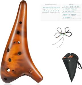 Ocarina, 12 Hole Alto C Zelda Ocarina, Unique Natural Smoked Ocarina, with Song Book Ceramic Zelda Ocarina with a Neck-Strap Cord, Collectible, Gift Ideas with Protective Bag（Gold）