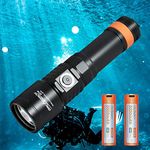 Orcatorch 【492ft Underwater Diving】 D710 Scuba Diving Light, 3000 Lumen Underwater Torch with 6 Degrees Narrow Beam, IP68 Waterproof Night Dive Flashlight with Battery Indicator