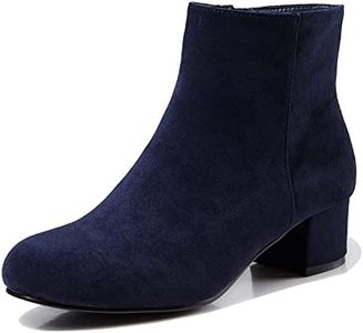 LIURUIJIA Women's Suede Side Zipper Ankle Boots Low Heel Closed Toe Casual Bootie Blue 41(41/US10)