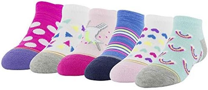 Gold Toe Girls' Fairy Tale No Show Socks 6-Pairs, Large, Aqua, Cobalt, Light, White, Dark Pink