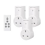 HBN Remote Control Plug Socket,13A/3120W Wireless Light Switch 30M/100ft Operating Range for Household Appliances,3 Pack Sockets and 1 Remote