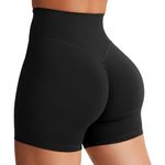 YEOREO Women's Biker Shorts Workout Gym Shorts Craze High Waist Tummy Control Hidden Scrunch Running Yoga Shorts Black S