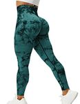 VOYJOY Seamless Leggings for Women High Waist Yoga Pants, Scrunch Butt Lifting Elastic Tights, Blue Green, X-Large