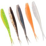 Soft Fishing Lures, 100PCS/50PCS Soft Plastic Baits Kit with Box for Fishing Trout Redfish Saltwater/Freshwater, 10 Mixed Colors/5Mixed Colors (B-100PCS/7cm)