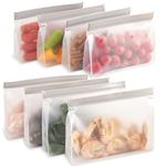 Cozihom Reusable Storage Bags, Stand Up Ziplock Bags, Reusable Sandwich Bags, Freezer Lunch Bags, Leakproof, BPA Free, 4 Large bags, 4 Middle bags