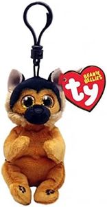 Ty Beanie Bellies Clips Key Ring Plush Ace The German Shepherd with Golden Eyes Glitter, Plush Toys with Soft Belly 12 cm T43110