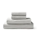 Brielle Home Flannel Sheet Set Cotton Soft Warm & Cozy Modern Chic with Elastic Deep Pockets, California King, Gingham Grey