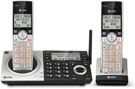 AT&T CL83207 DECT 6.0 Expandable Cordless Phone with Smart Call Blocker, Silver/Black with 2 Handsets