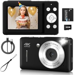 Vintage Digital Camera with 16X Zoom, Face Detect, Smile Capture, Anti Shake - Compact Point & Shoot Camera for Teens - Black