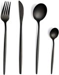 Cutlery Set, Cutlery Set for 6 People, 24-Piece Cutlery Set, Matte Black, Stainless Steel, Cutlery Set with Knife, Fork, Spoon, Dishwasher Safe