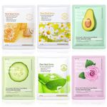 6 Sheets Fruit Extract Face Mask Set - Collagen Face Mask - Face Masks Beauty - Facial Mask Sheet - Skin Repair Mask Improves Skin Face Care Skin Care Sets For Women For All Skin Types