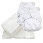 MuslinZ Cloth Nappy Bundle Size 1 (Newborn - Approx 6 Months) 2 x PUL Wrap/Cover Double Gusset + 6 x 100% Cotton Muslin Prefolds (White x 2)