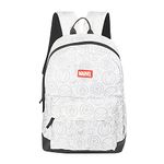 Marvel Avengers Super Hero 17 Inch Casual Backpack School & Sports Bag, White & Grey With Faux Leather Base For Women & Men Boys & Girls