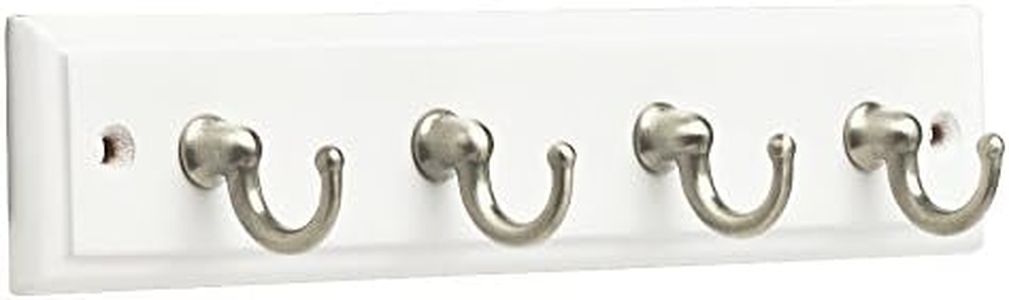 Franklin Brass FBKEYT4-WSE-R, 9" Key Rail/Rack, with 4 Hooks, in White & Satin Nickel