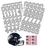 108 Pcs Sports Helmet Numbers Stickers - 1.5 Inch Helmet Numbers Decals and 2 Inch American Flag Stickers, Waterproof Vinyl Football Helmet Decals for Baseball, Hockey, Lacrosse (White)