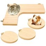 4 Pcs Hamster Wooden Platform, L-shaped Large Platform Natural Wooden Parrot Round Standing Board, Rat Activity Chinchilla Bird Cage Accessories for Squirrel Gerbil Chinchilla Dwarf Hamster (L)