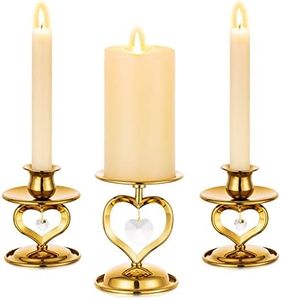 Romadedi Unity Candle Holders for Wedding Ceremony Set : Heart Candle Stand Gold Metal for Pillar Candlestick Unity Bride Candles Centerpiece Deocr Reception and Ceremony Deocration Gift