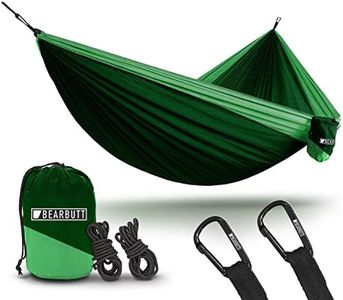 Bear Butt Lightweight Double Parachute Portable Two-Person Camping Hammock, Dark Green/Light Green
