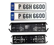 IND Car Number Plates with Black ABS Plastic Protector Frame Holder, with Buyer's 4 Wheeler Number Embossed Standard Size White-Blue | Only for Old Vehicle | Front and Back|Without Unique/Bar Code