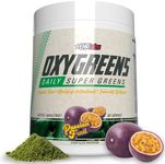 EHP LABS OxyGreens by EHPlabs - Daily Super Greens Powder, Spirulina Herbal Supplement with Prebiotic Fibre, Alkalizing Antioxidants & Immunity Wellness, 30 Serves (Passionfruit) 1