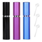 ZHIYE 10ML Perfume Atomiser Spray Bottle, 3 Pieces Refillable Refilling Travel Size Perfume Bottles in Pocket & Handbag Black & Purple & Blue