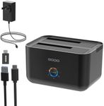 GODO Hard Drive Docking Station to USB 3.0 Type C,Dual Bay Hard Drive Dock for SATA 2.5/3.5 inch HDDs/SSDs with LED Indicator,Support Offline Clone/Duplicator 2 * 18TB Black