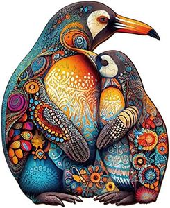 Blumuze Wooden Jigsaw Puzzles 300pcs, Penguin Family Wooden Puzzles for Adults, Unique Shaped Animal Wood Puzzles, Wooden Animal Puzzles for Adults Kids with Wood Gift Box(L-40 * 32.5cm)