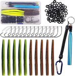 Fishing Wacky Rig Tools Kit Worm Lure Fishing Bait Rigs Wacky Rig O-Rings Senko Baits Weedless Hooks Worm Fishing Hooks Bullet Sinkers Weight Fishing Accessories with Tackle Box 126pcs