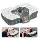 Elviros Cervical Memory Foam Neck Pillow for Side Sleeping, Contour Orthopedic Pillows for Back and Stomach Sleepers, Adjustable Ergonomic Bed Pillow Pain Relief (White)