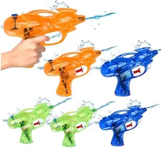 Botabee Water Squirt Guns - Set of 6 Plastic Water Blasters - 5.5x7.9 Inch Mini Water Pistol for Water Games and Parties - Fun Summer Water Toy for The Whole Family - Orange, Blue, and Green