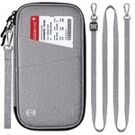 BKNOOU Passport Holder Travel Wallet,Passport Travel Organizer Waterproof RFID Blocking Family Travel Wallet Unisex Travel Document Holder for Cards Airline Tickets Money Coins Keys Phone