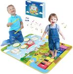 Foki 3-in-1 Musical Mats, Child Floor Piano Drum Animal Music Play Mat Montessori Sensory Early Educational Musical Learning Toys for Baby Girls Boys Birthday Toddlers 1-5 Years Old